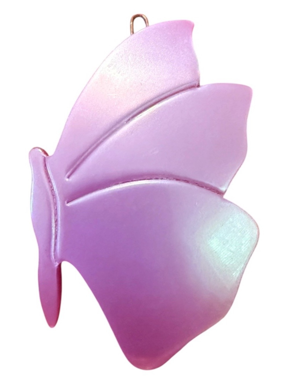 1970s French Butterfly Hair Clip Battette in Pearlescent Purple, 2.5”, Unworn